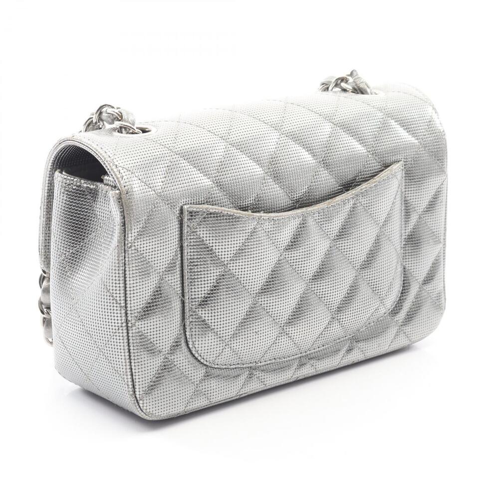 Chanel Leather Tone Silver Bag Matelasse Shoulder Silver